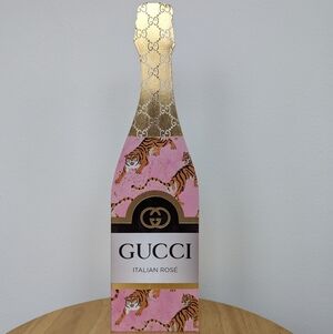 Luxury Italian Rosé Decorative Bottle Display - Pink & Gold GG